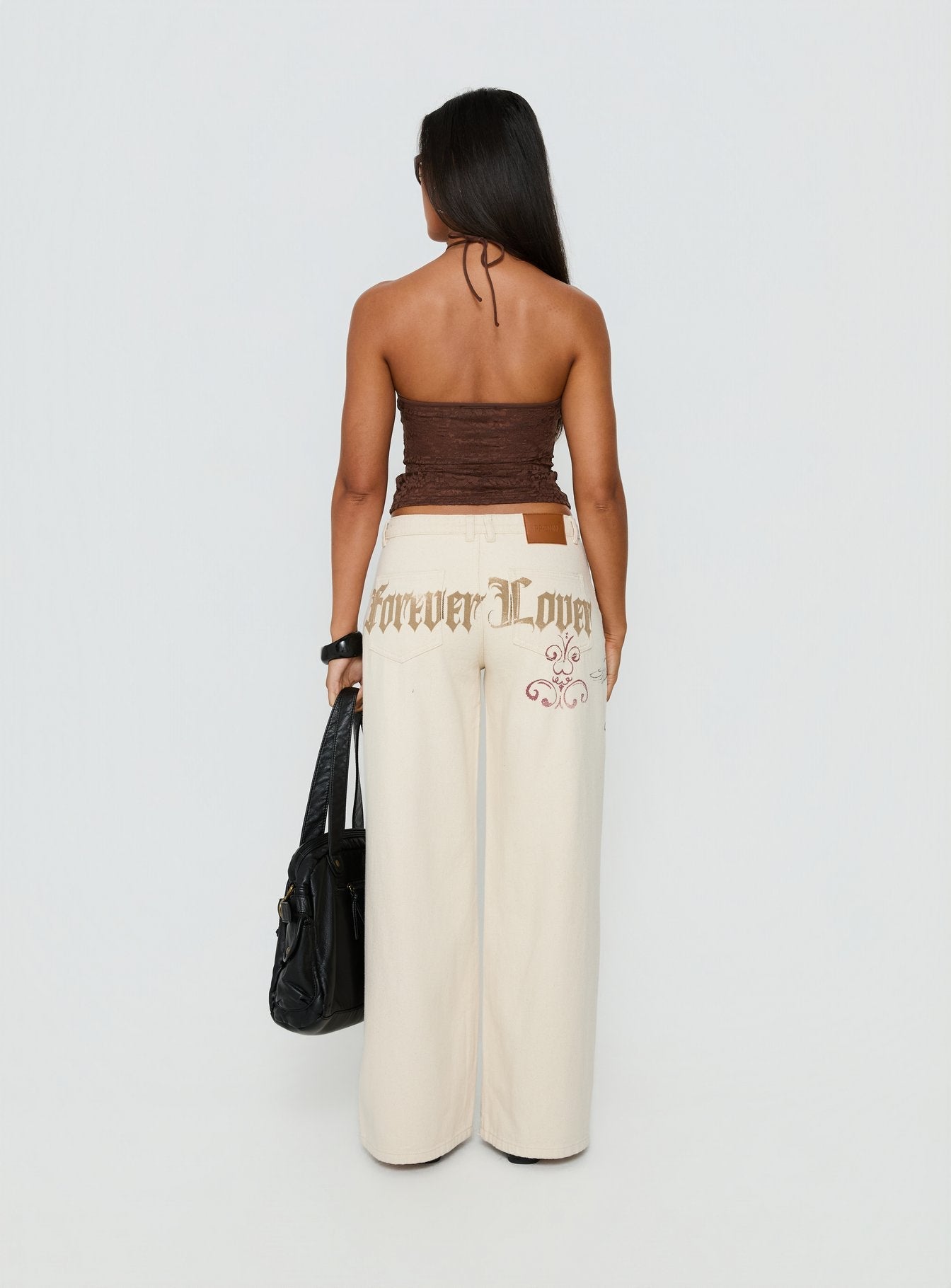 Than Forever Love Graphic Denim Jeans Cream