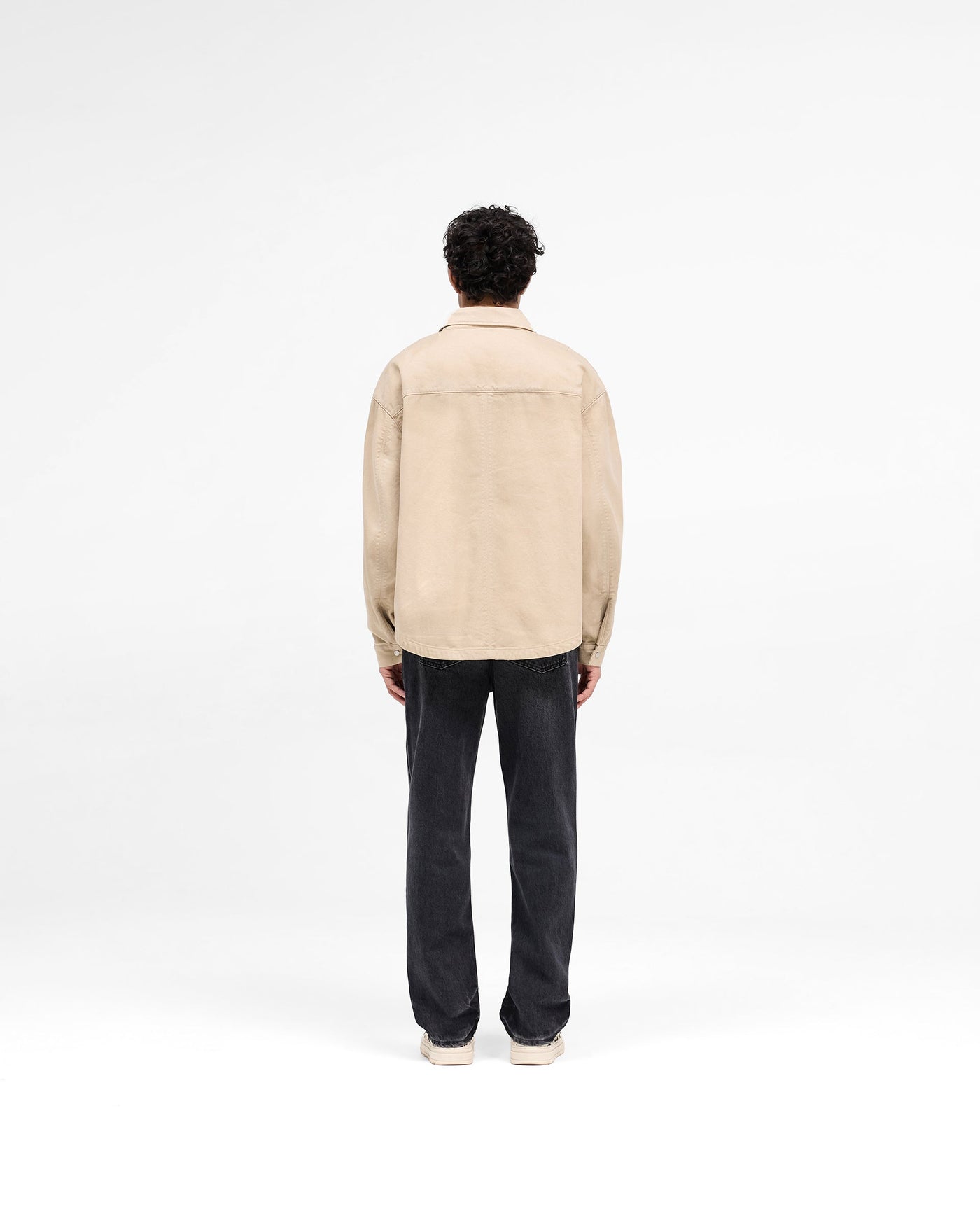 Cotton Zip Through Shirt - Beige