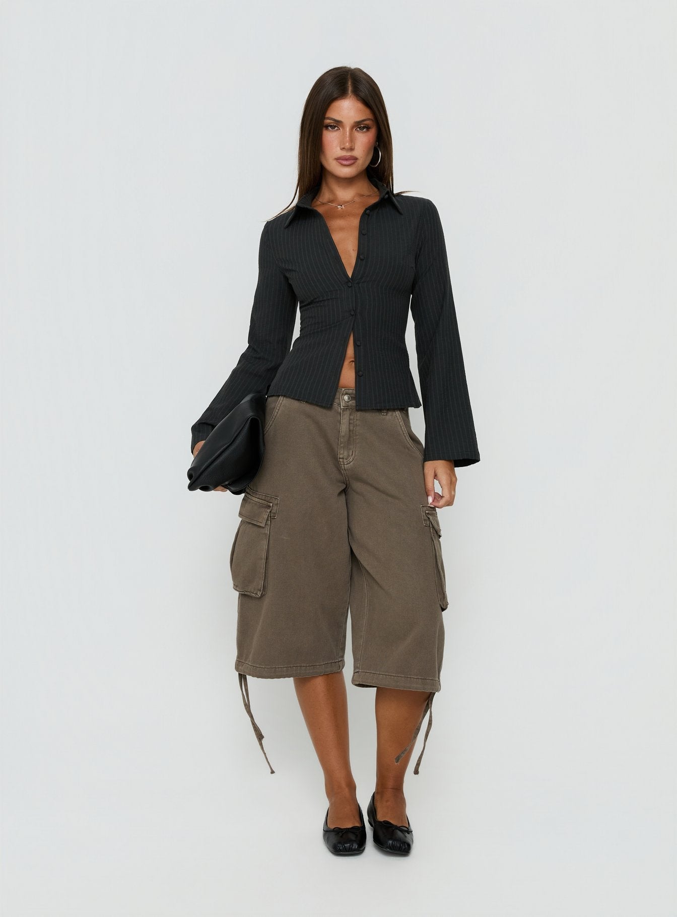 Anni Pinstripe Shirt Black
