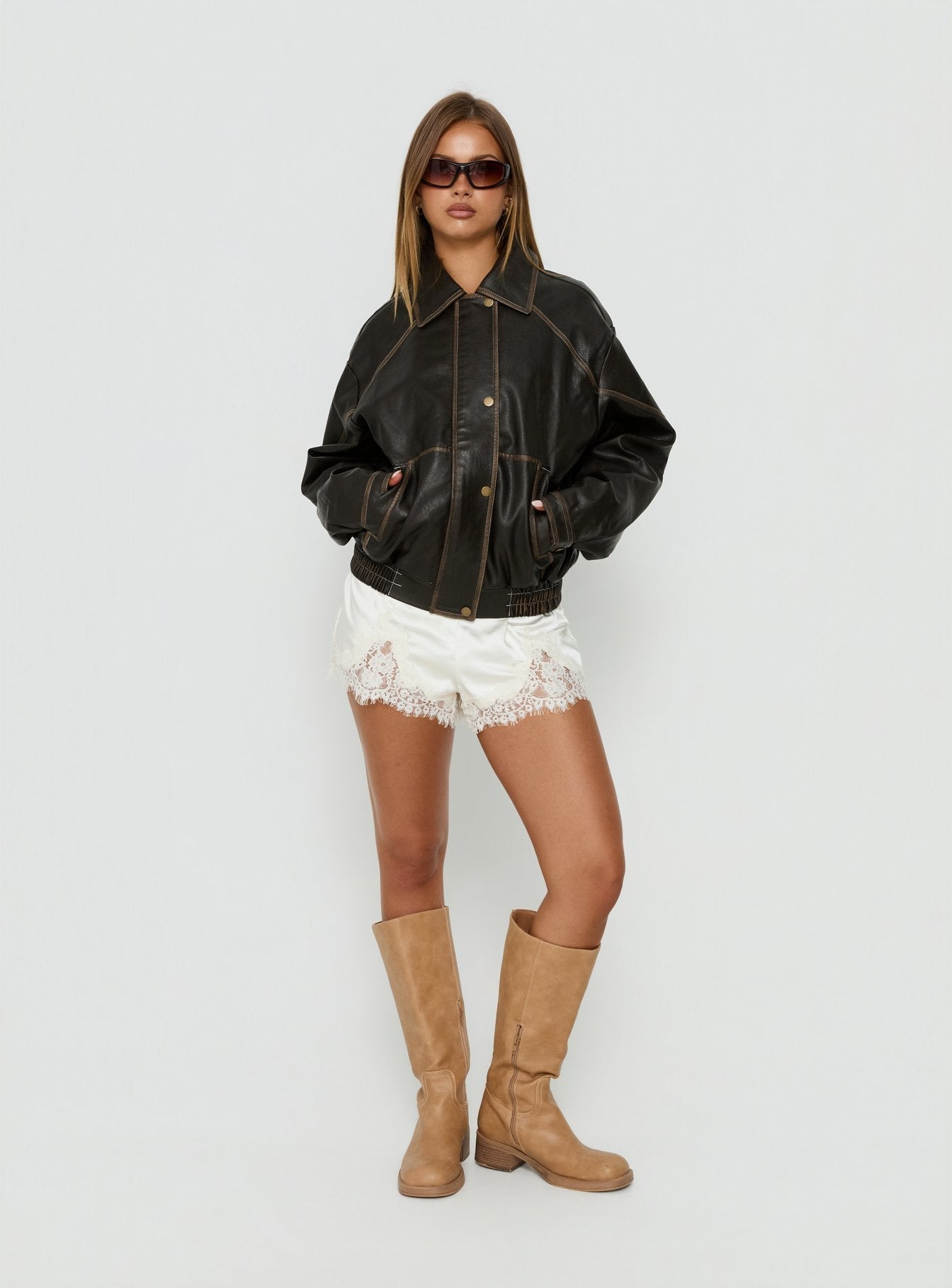 Jaxton Faux Leather Jacket Brown