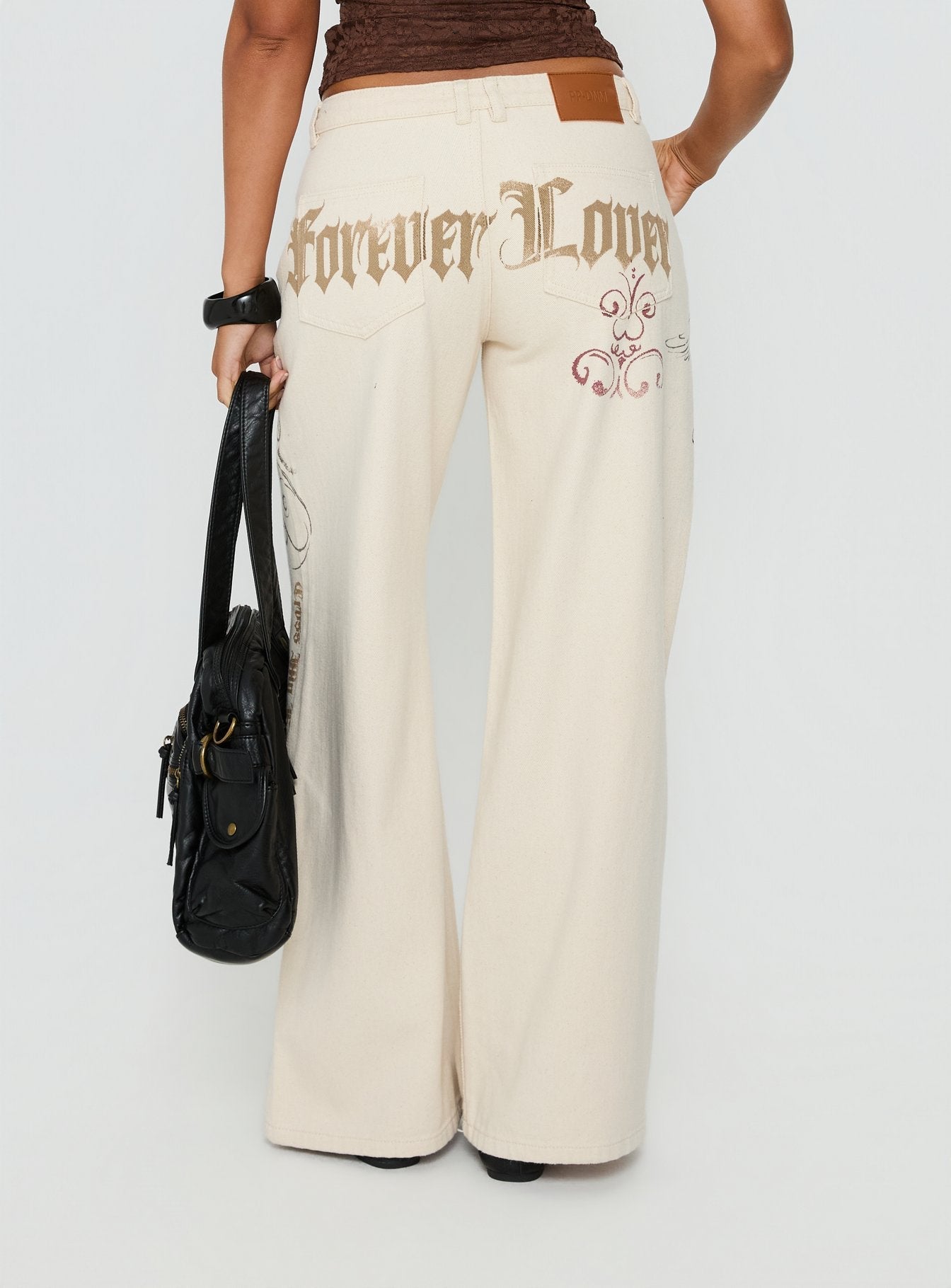 Than Forever Love Graphic Denim Jeans Cream