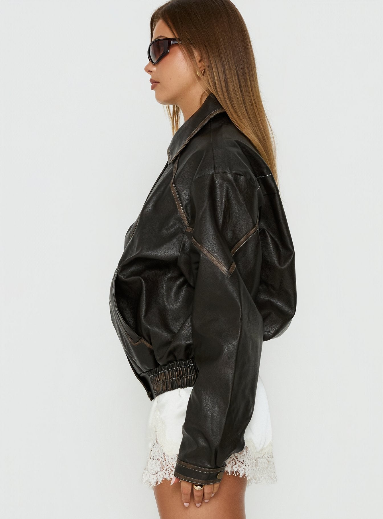 Jaxton Faux Leather Jacket Brown
