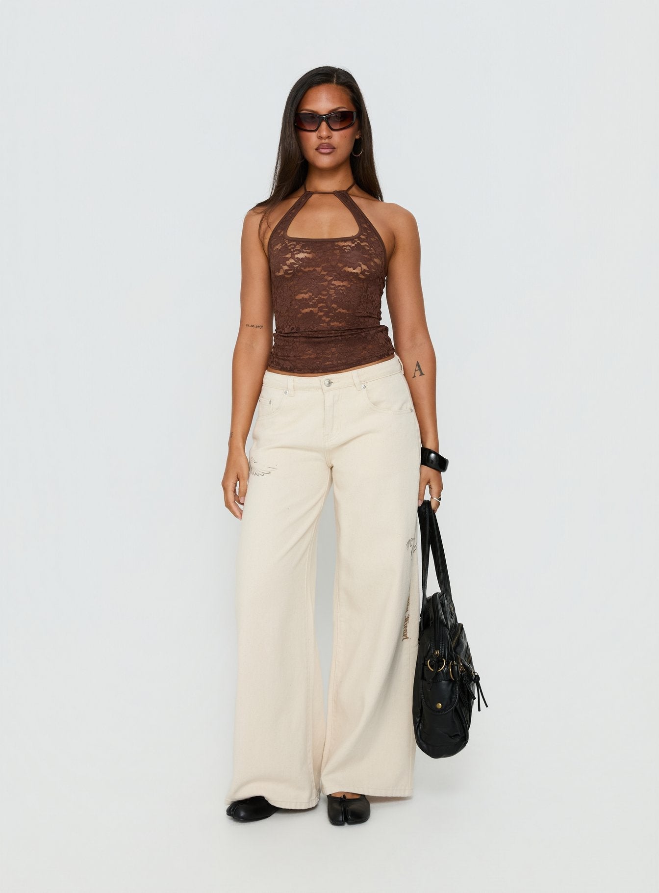 Than Forever Love Graphic Denim Jeans Cream