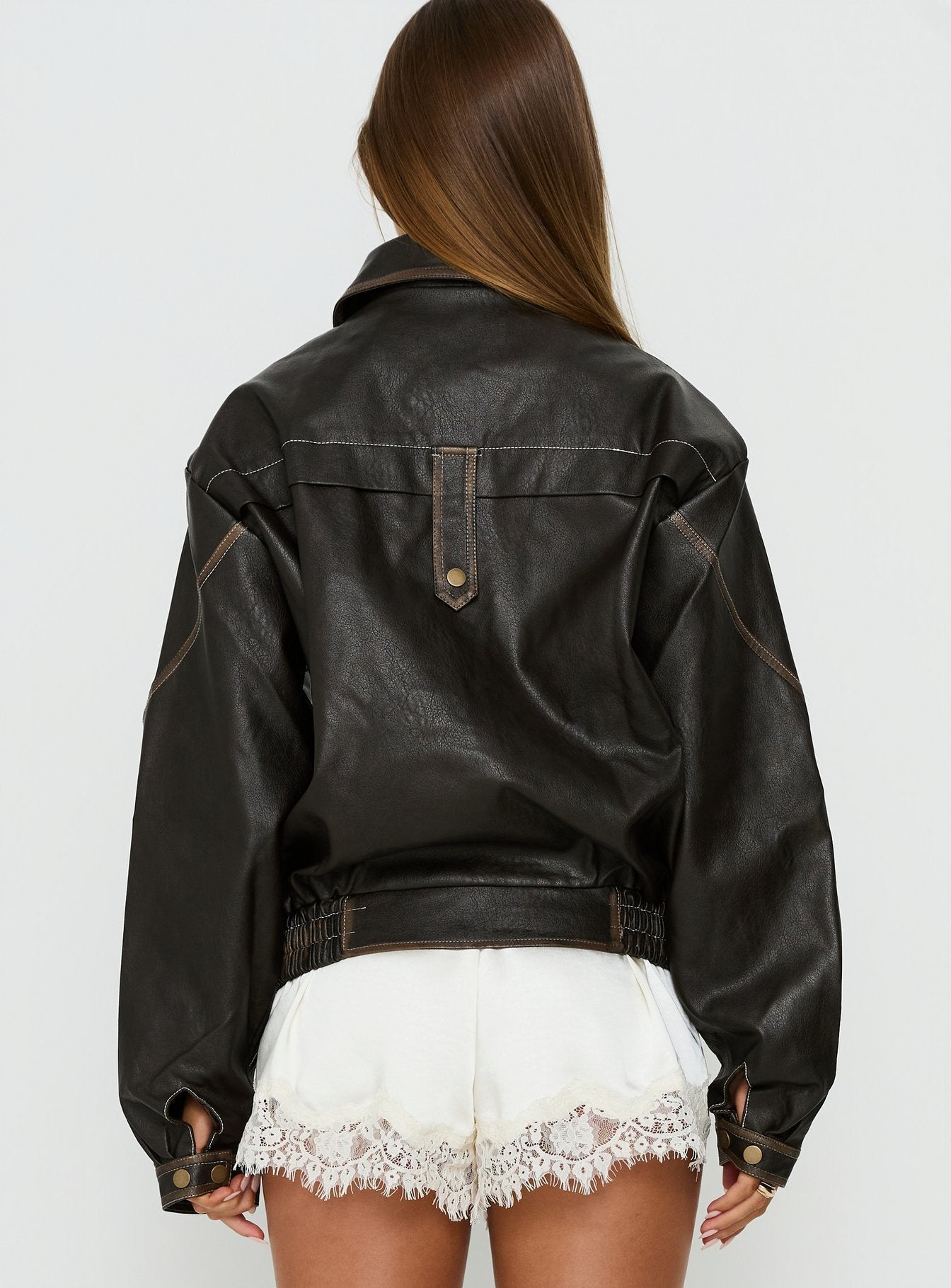 Jaxton Faux Leather Jacket Brown
