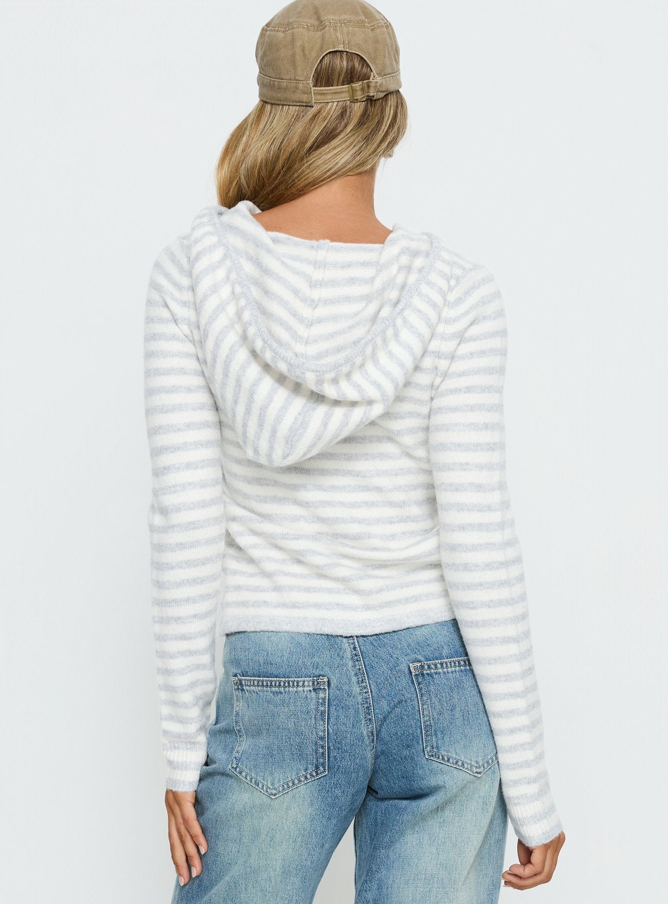 Superstars Zip Through Hoodie Grey / Cream Stripe