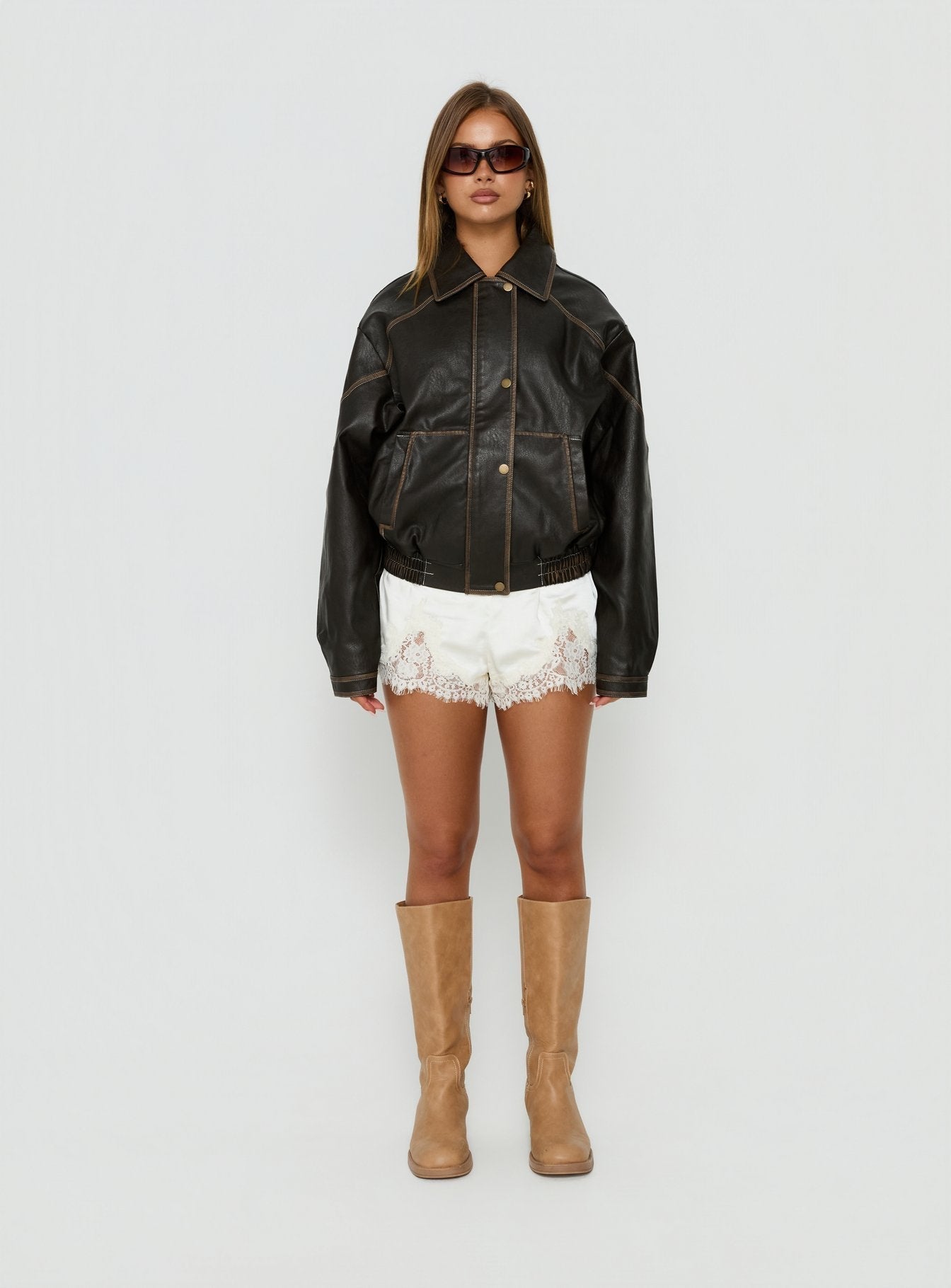 Jaxton Faux Leather Jacket Brown