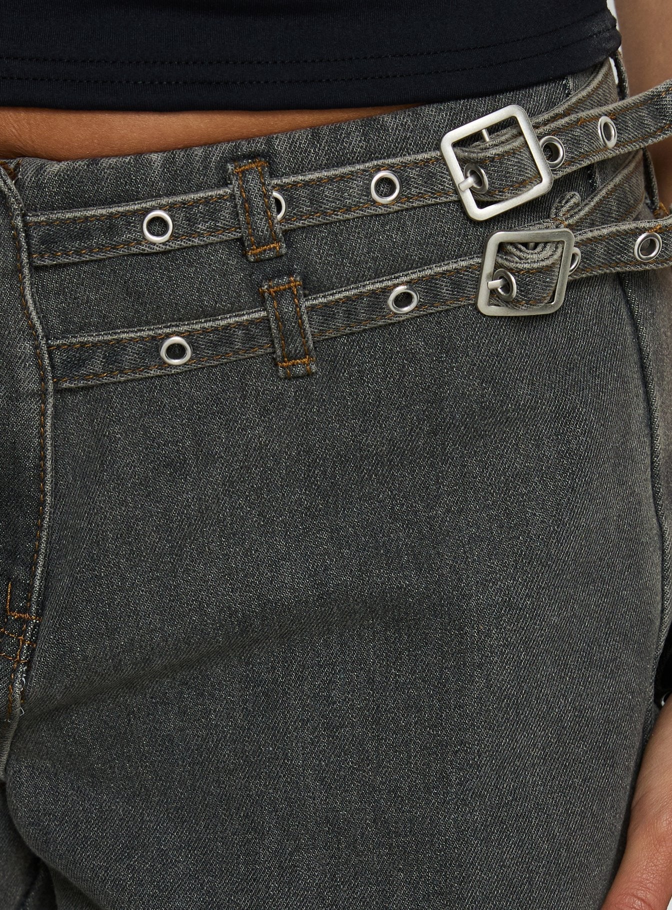 Paltrow Mid Rise Wide Leg Cargo Jeans Washed Grey