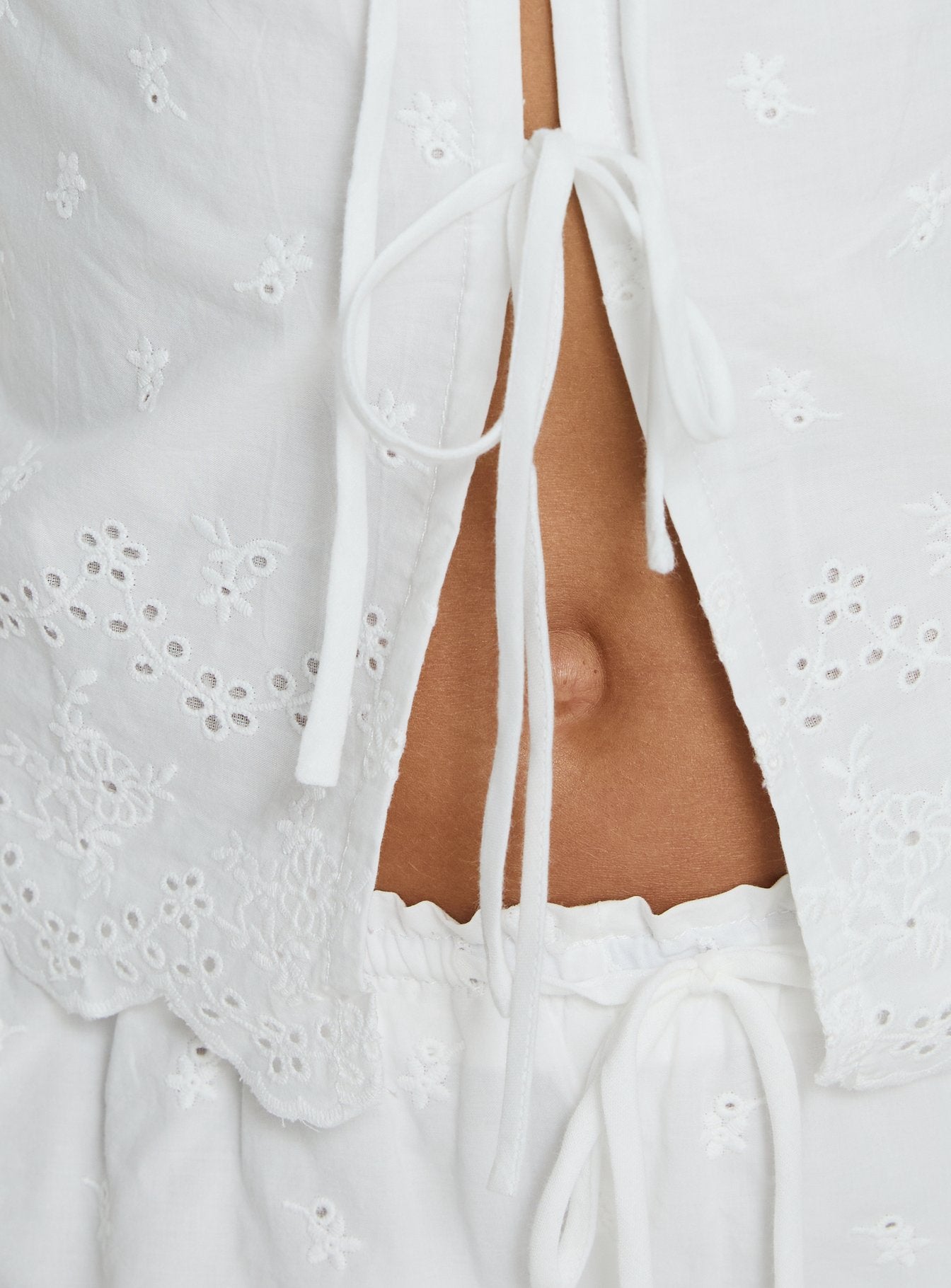 Love of Mine Scoop Anglaise Sleep Cami Top White
