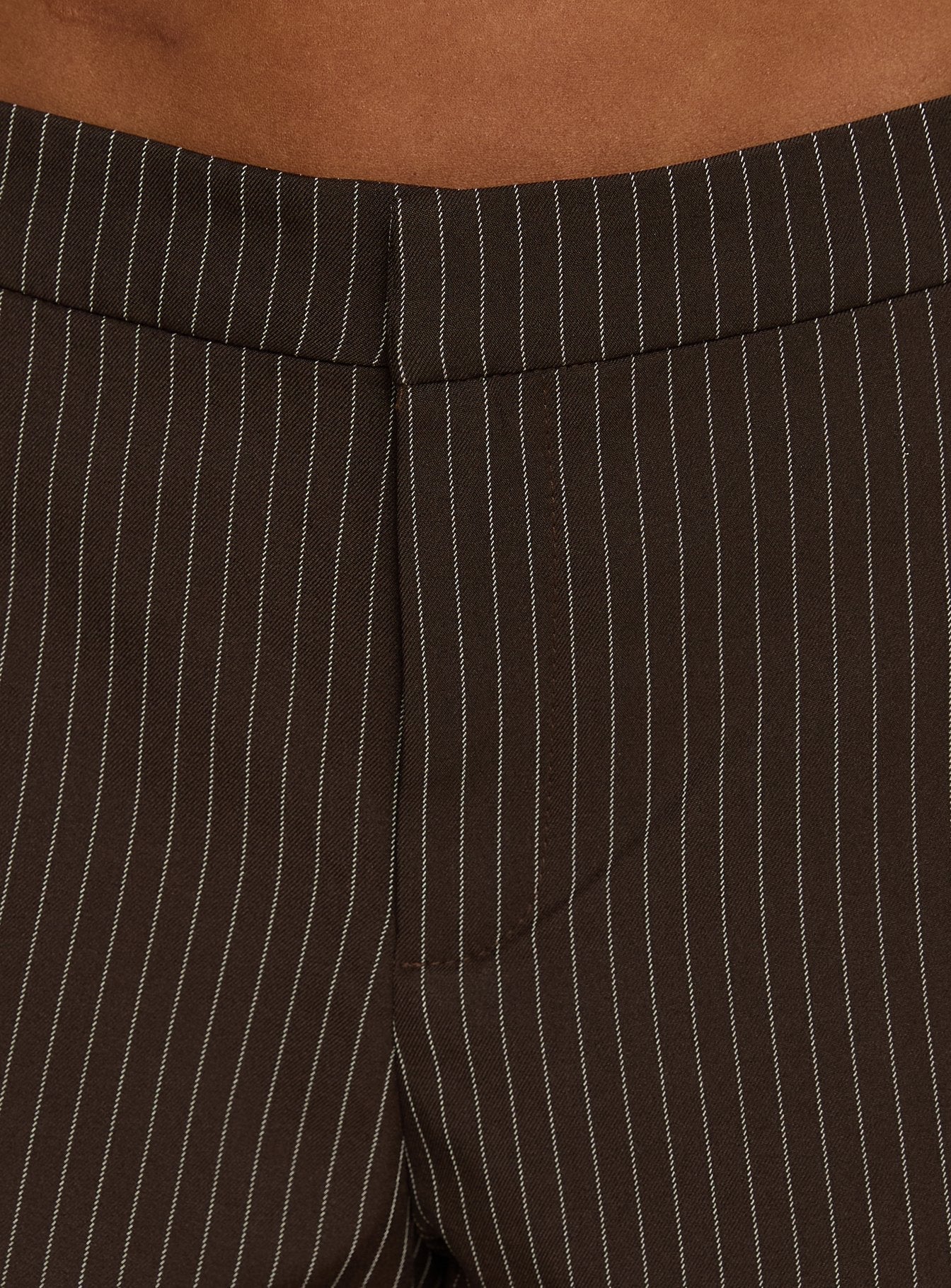 Party Invitations Tailored Shorts Brown Pinstripe