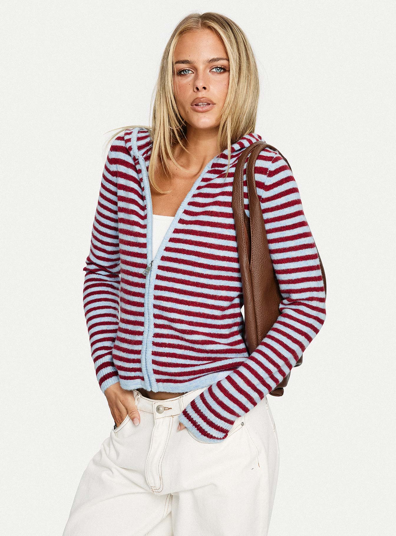 Superstars Zip Through Hoodie Blue / Red Stripe