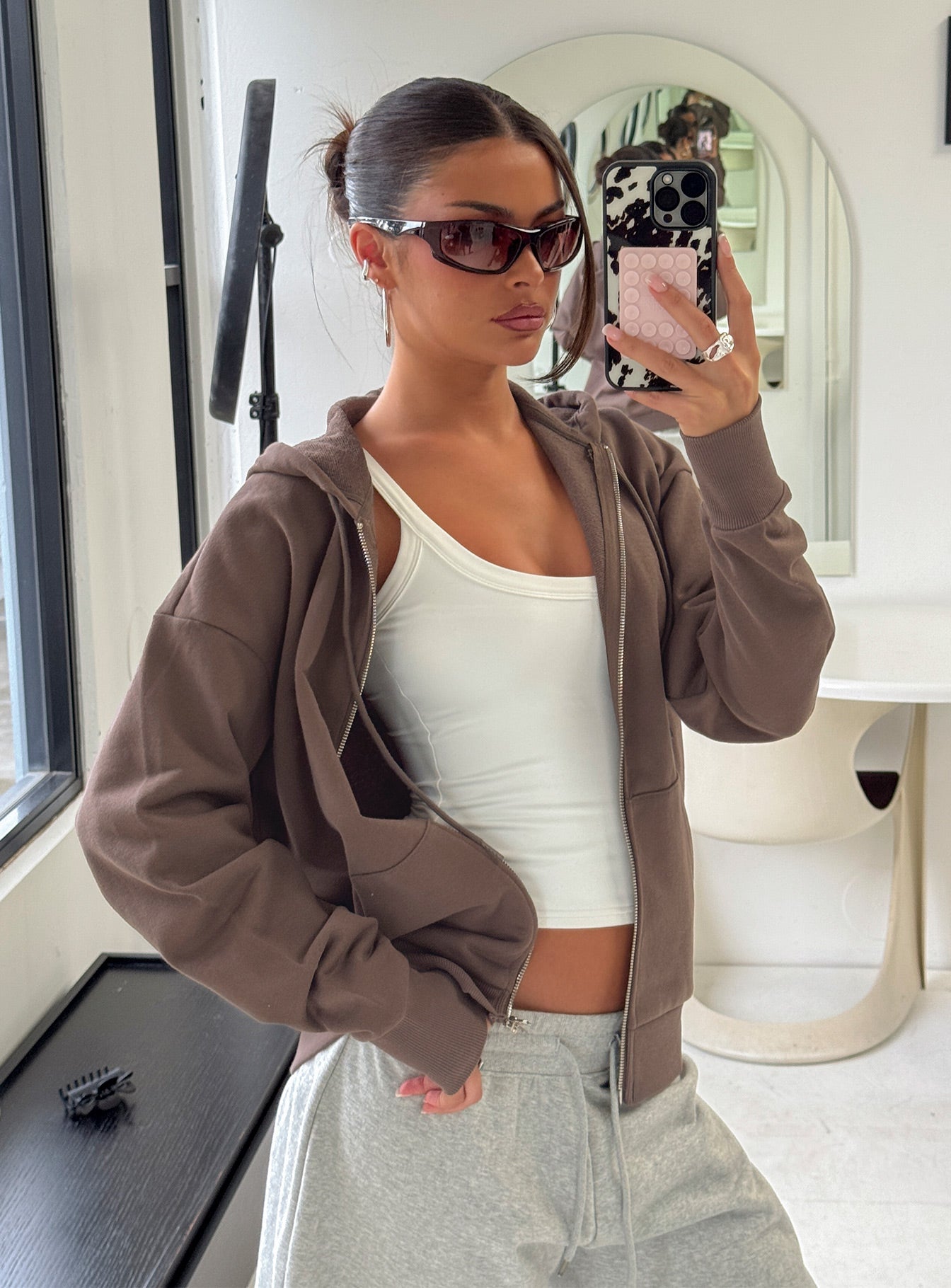 Daytime Cropped Blouson Hoodie Cocoa