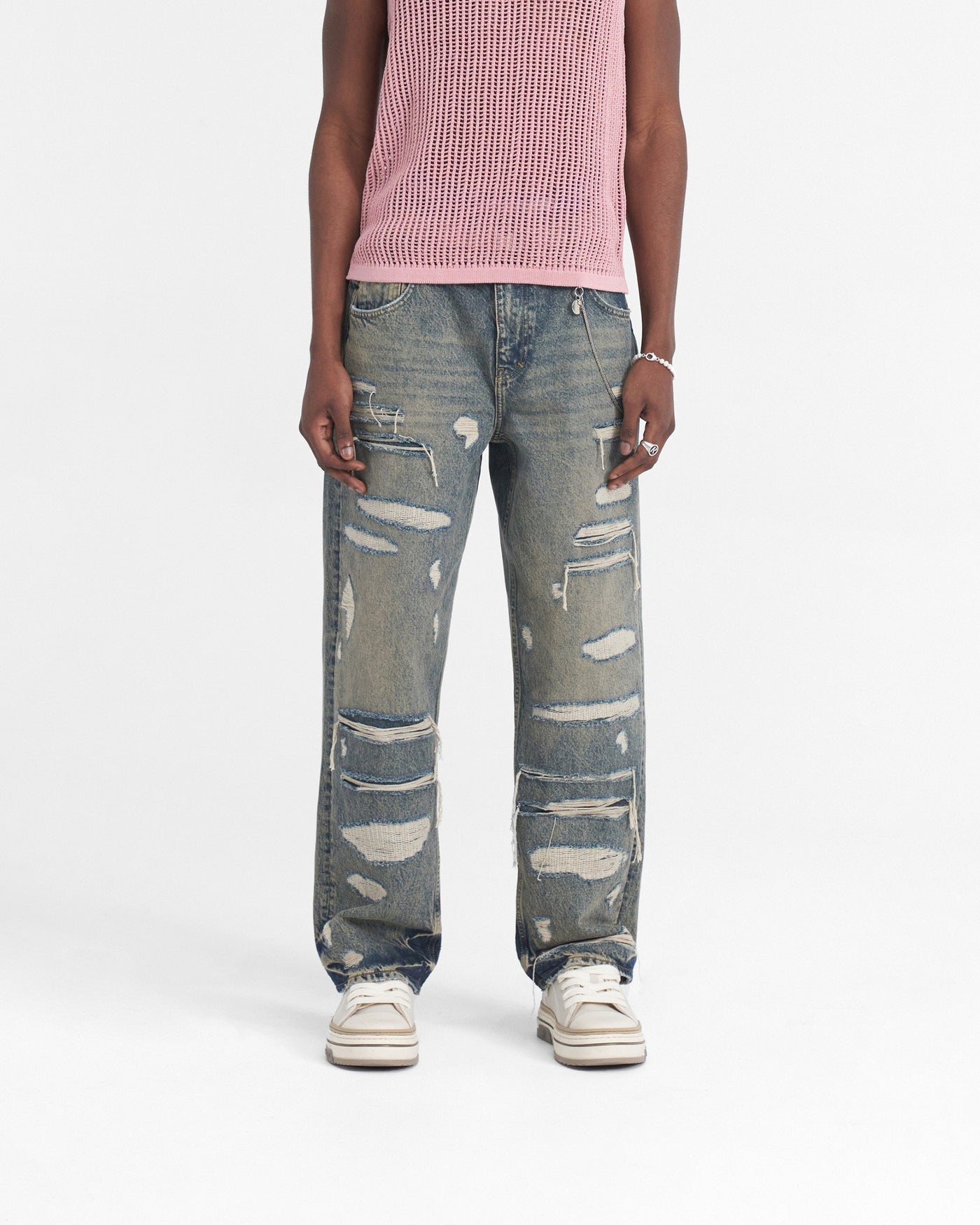 R3D Double Destroyer Baggy Denim - Blue Cream