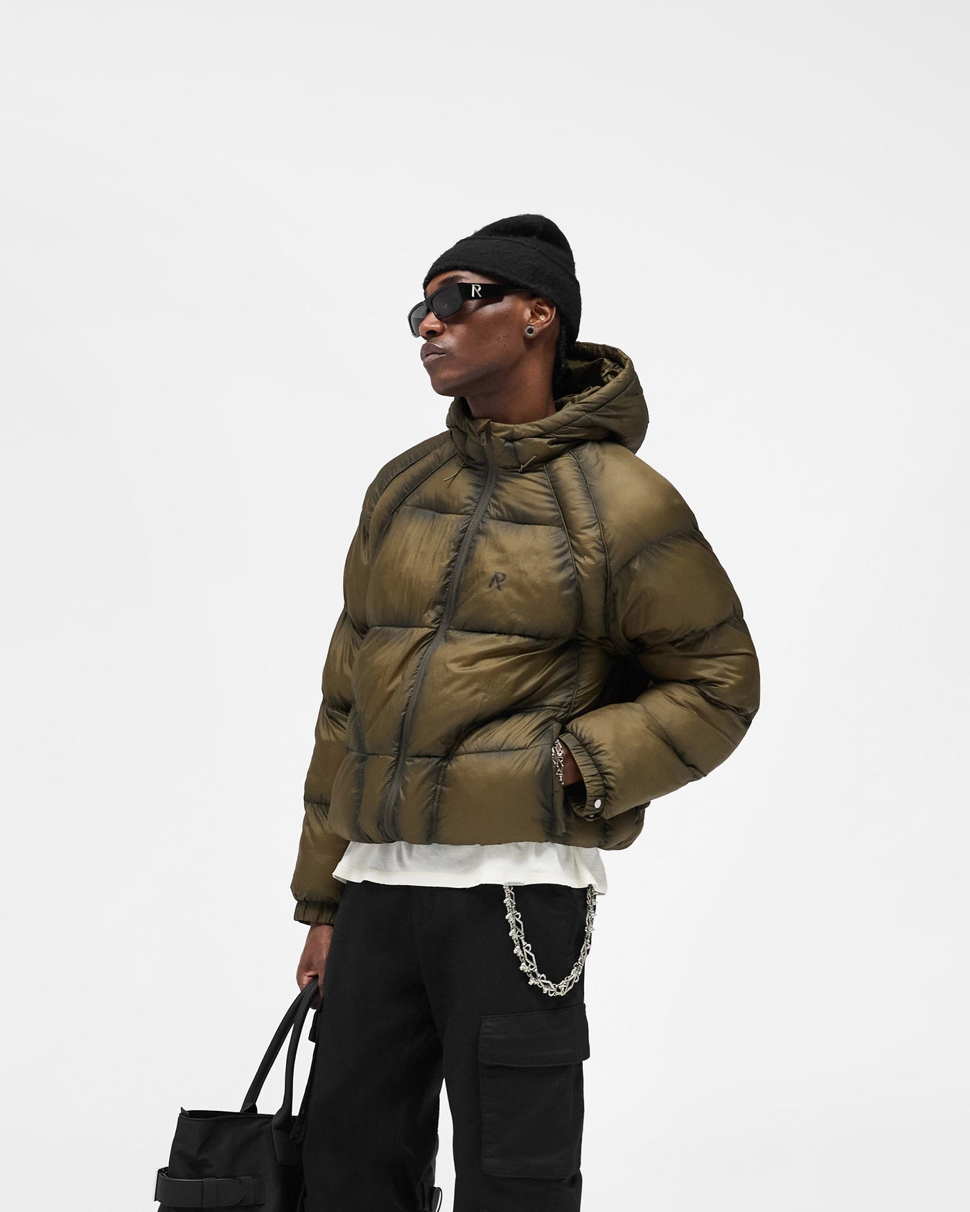 Translucent Hooded Puffer - Dark Olive