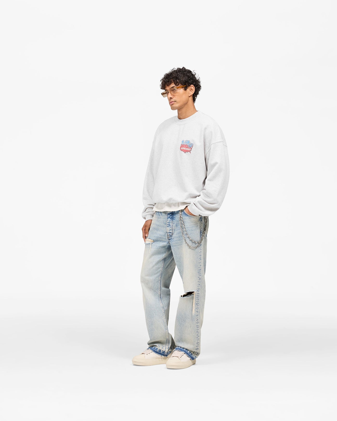Represent x Beach Boys Americas Band Sweater - Ice Grey Marl