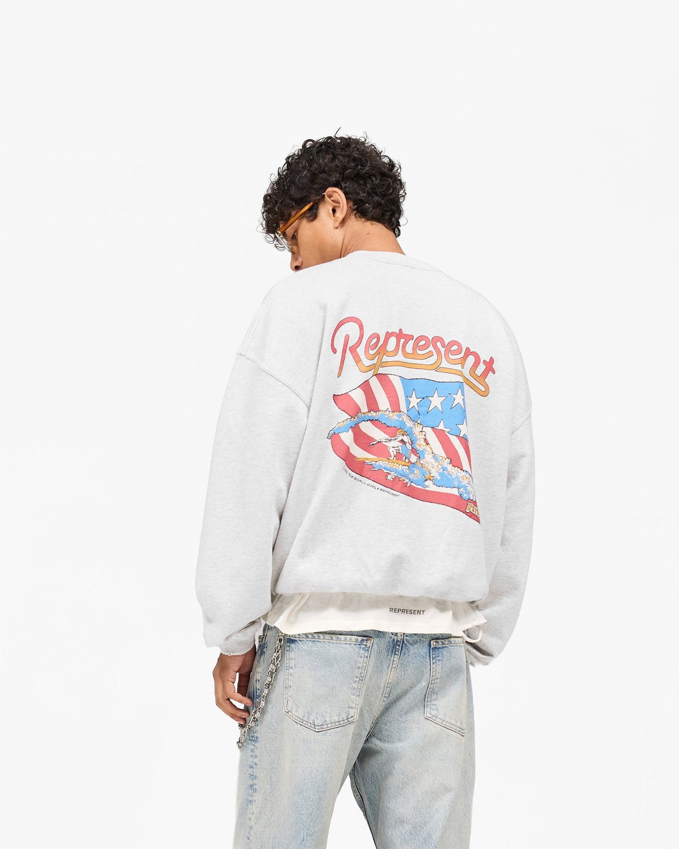 Represent x Beach Boys Americas Band Sweater - Ice Grey Marl