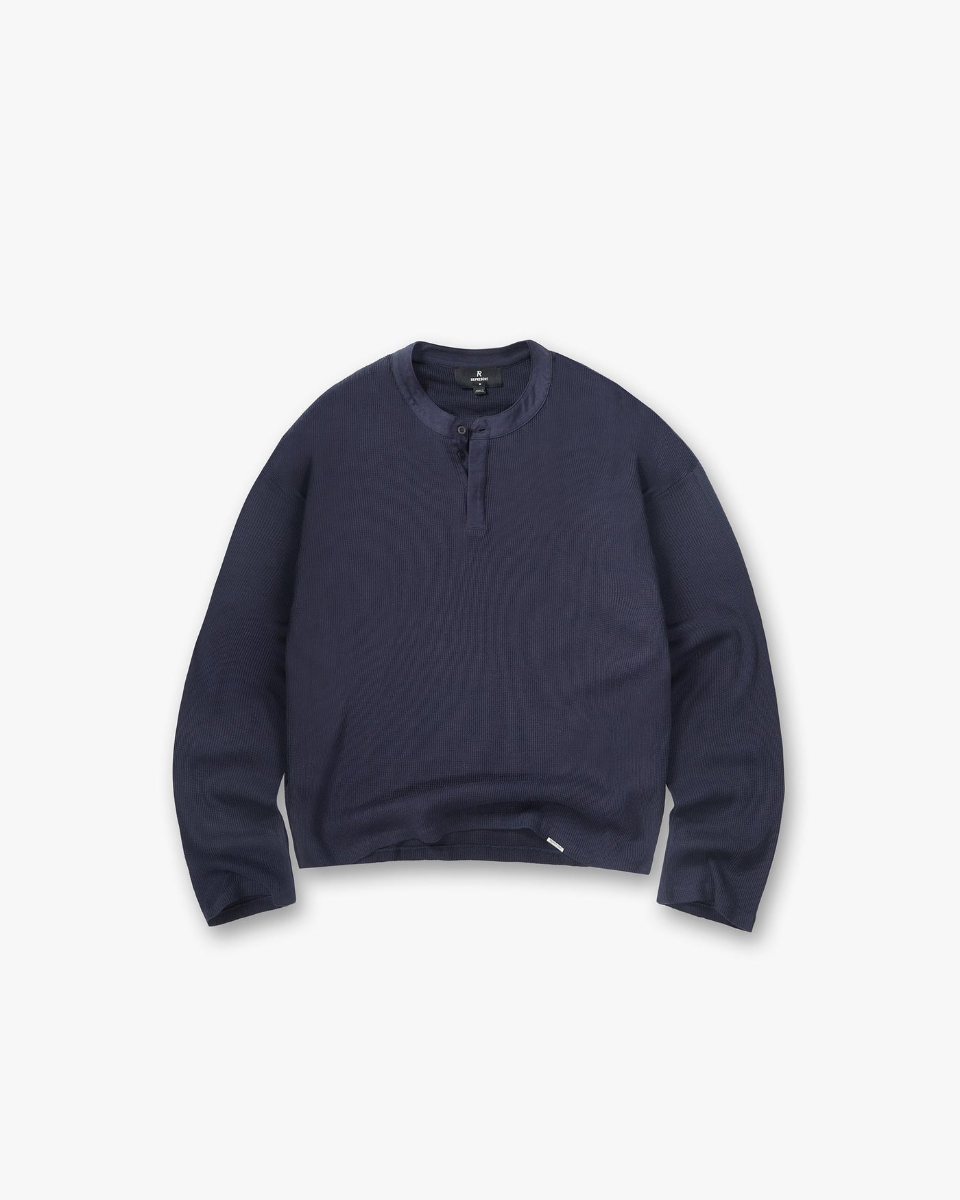 Initial Henley Waffle Long Sleeve T-Shirt - Midnight Navy