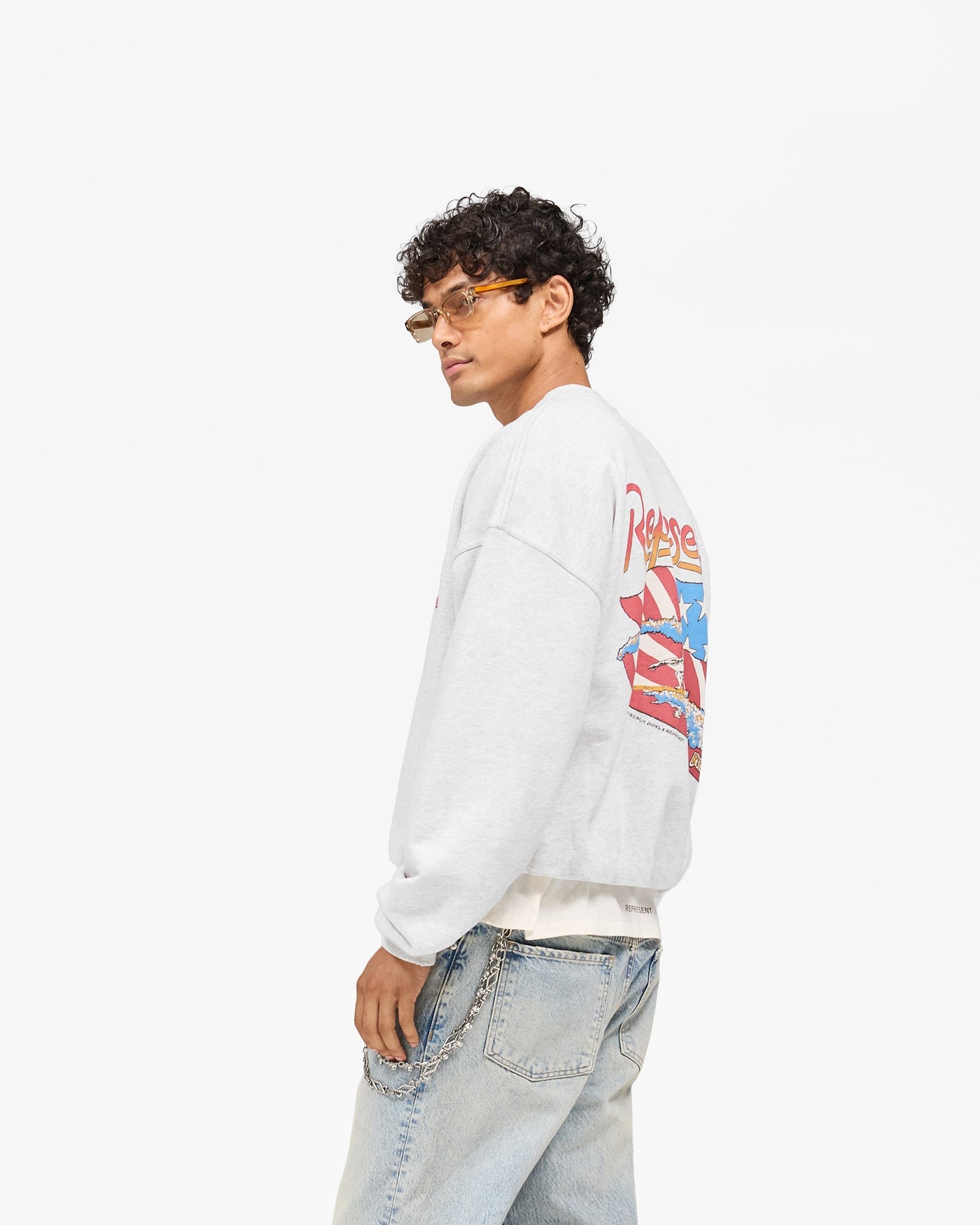 Represent x Beach Boys Americas Band Sweater - Ice Grey Marl