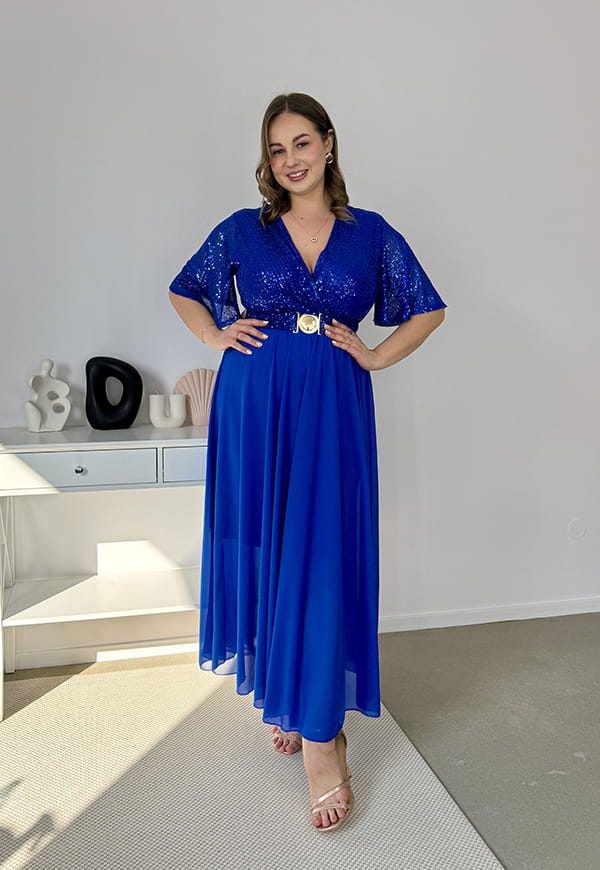 SERENA – Sukienka Maxi z Cekinami
