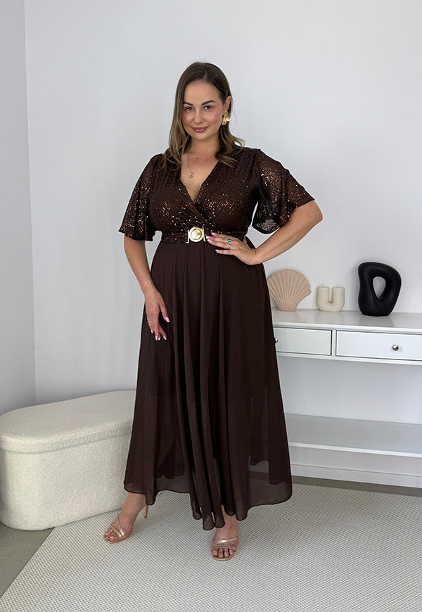 SERENA – Sukienka Maxi z Cekinami