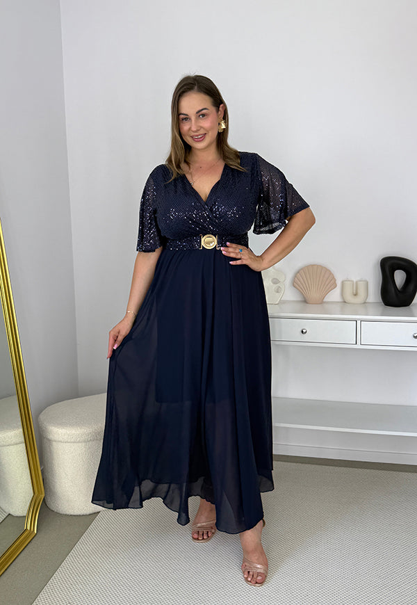 SERENA – Sukienka Maxi z Cekinami