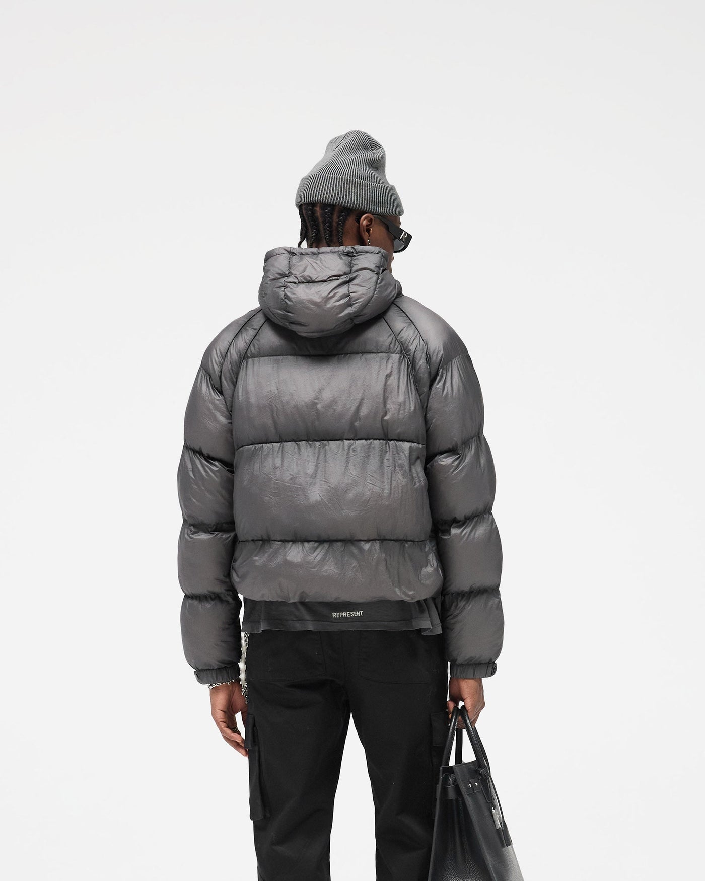 Translucent Hooded Puffer - Washed Black