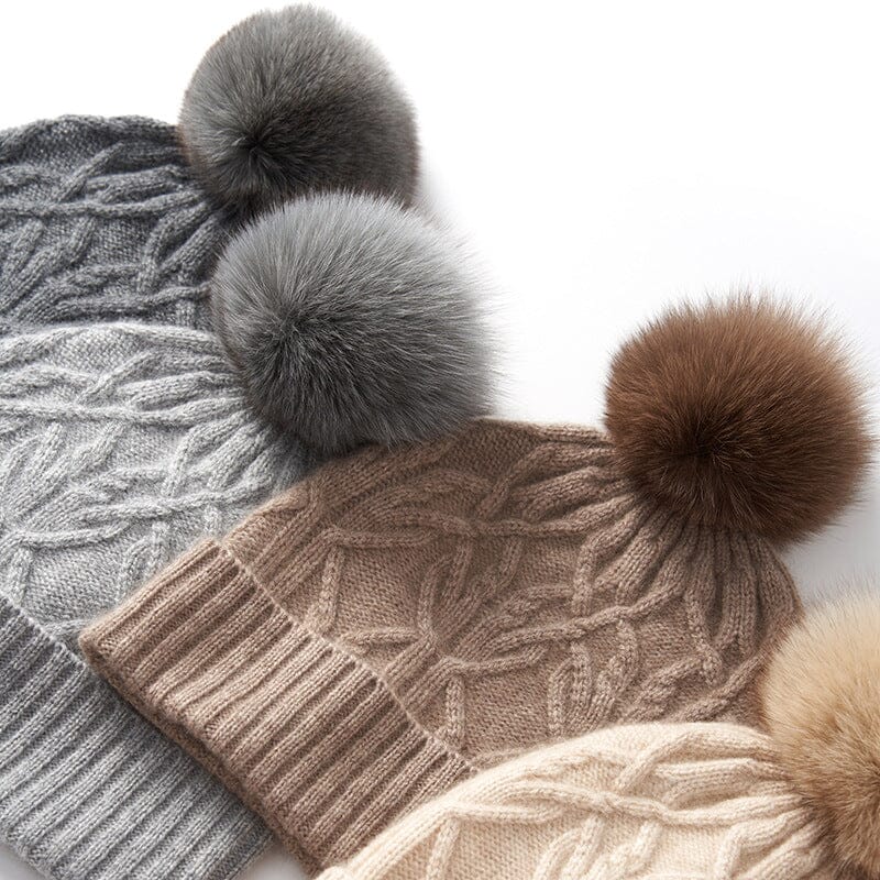 Bonnet Cachemire Pompon Amovible - Sophie