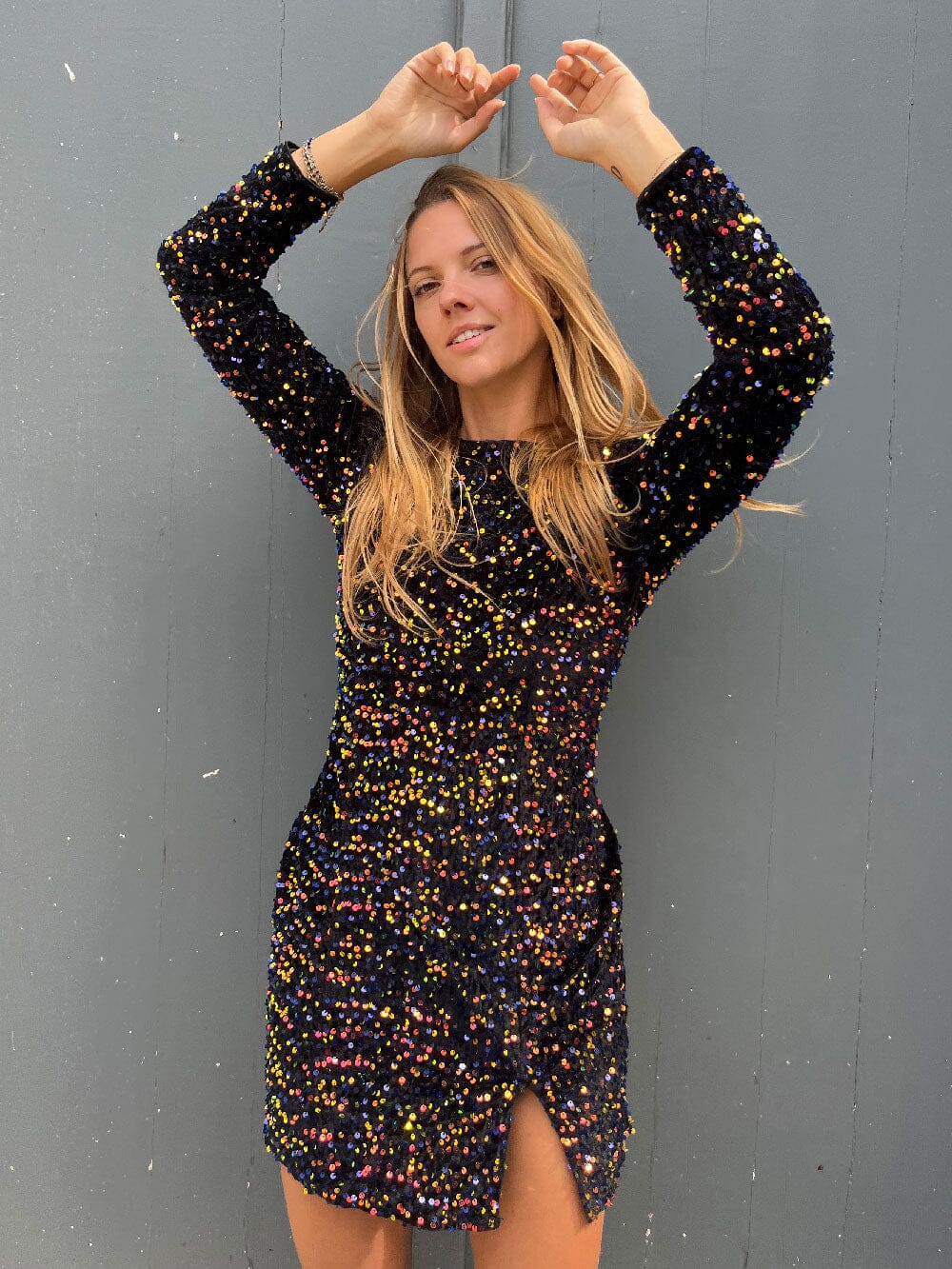 Robe de soirée à paillettes, dos nu - Anissa