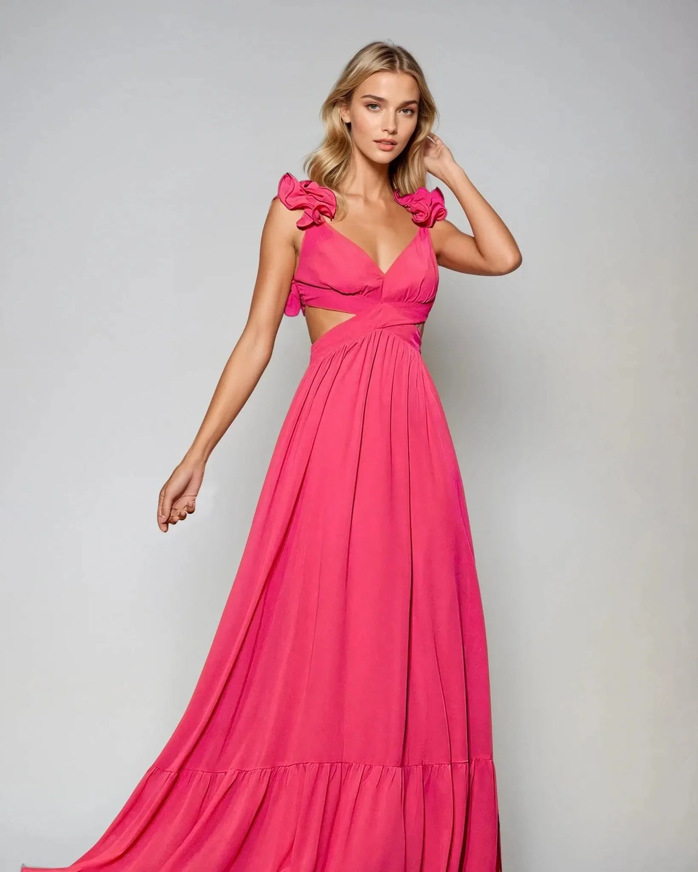 Robe Longue Dos-Nu Rose — Tynna, Élégance et Séduction