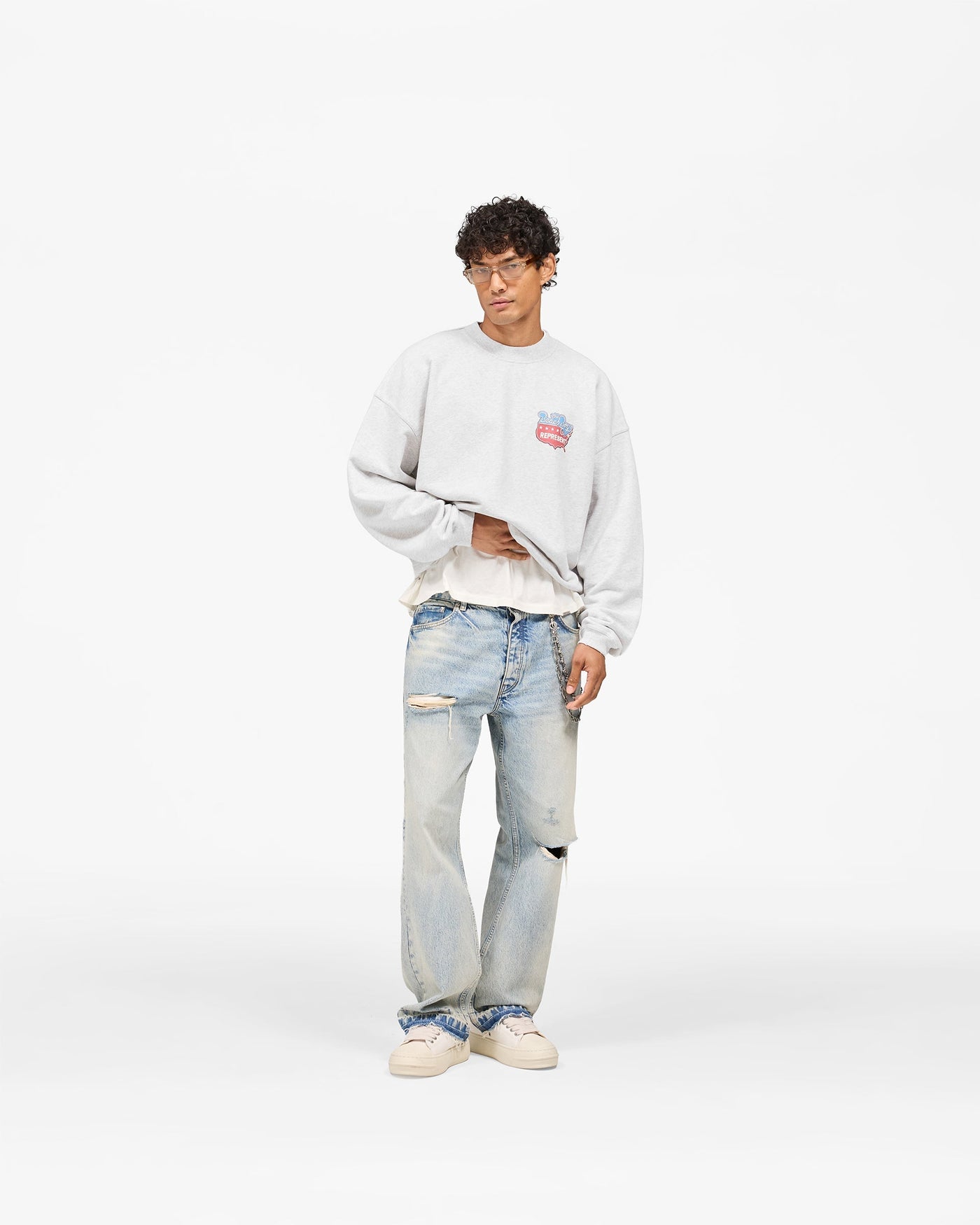 Represent x Beach Boys Americas Band Sweater - Ice Grey Marl